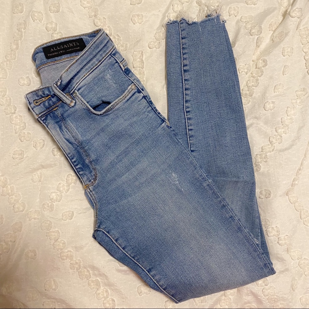 Light wash ripped/frayed hem Allsaints Jeans